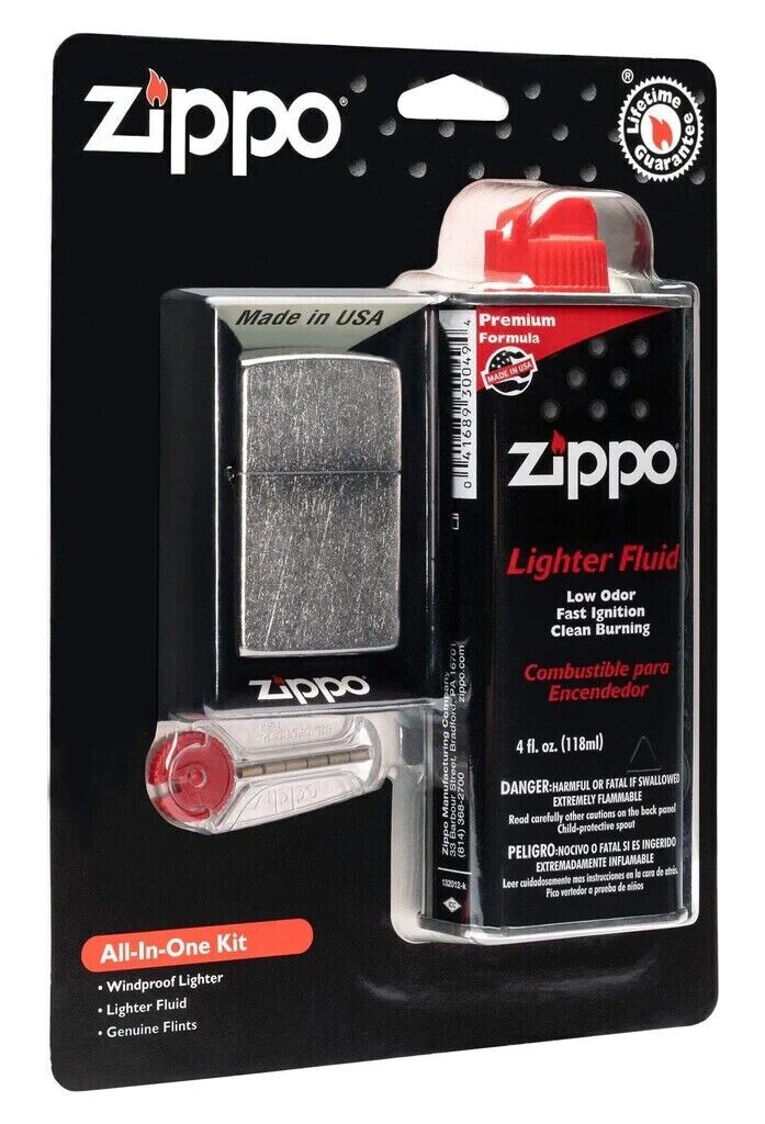 Zippo 24651, Zippo All-In-One Gift Set, Lighter, Lighter Fluid and Flints