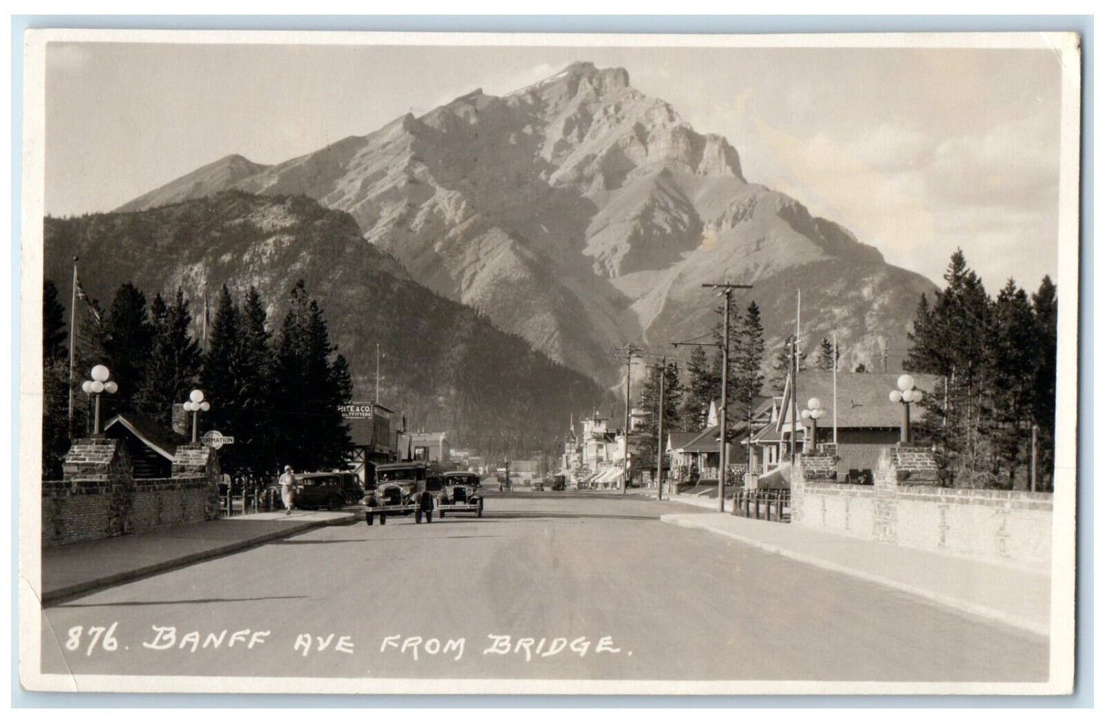 1939 Banff Avenue From Bridge Alberta Canada RPPC Photo Vintage Postcard