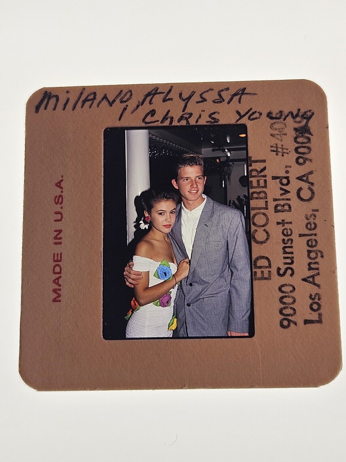 ALYSSA MILANO ACTRESS COLOR TRANSPARENCY 35MM PHOTO FILM SLIDE WITH CHRIS YOUNG