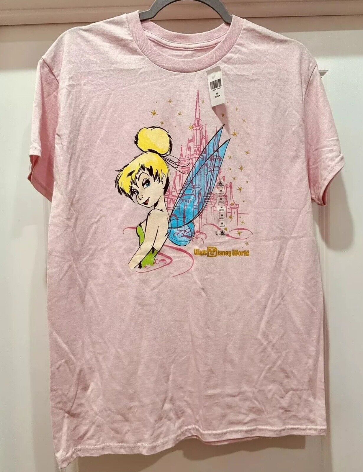 NEW Walt Disney World Shirt Adult Medium Pink Tinker Bell Parks Castle Ladies