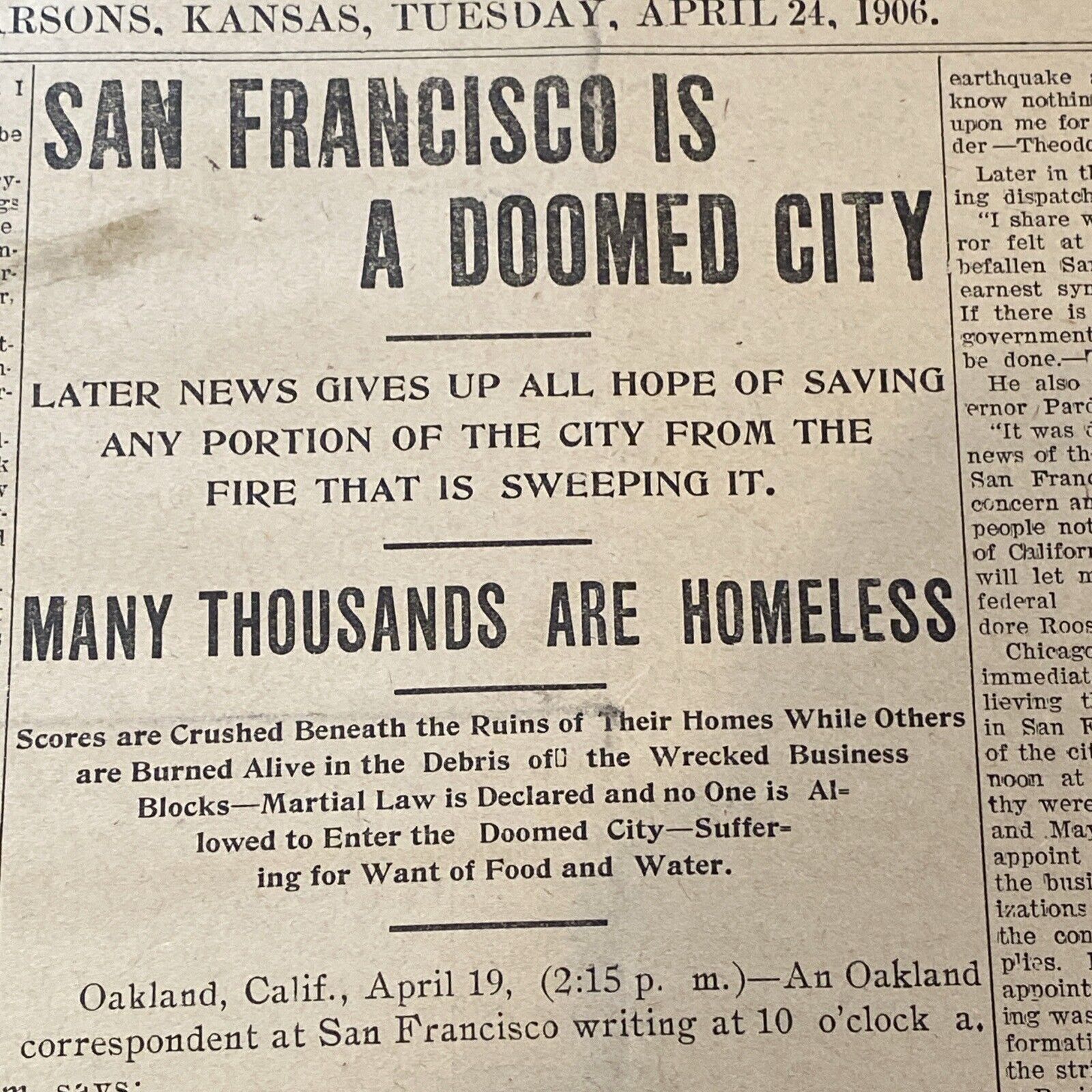 1906 San Francisco Earthquake \