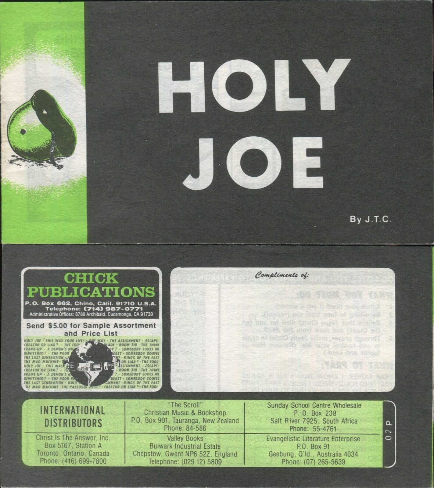 New 1972 Holy Joe Chick Publications Vintage Tract - Jack
