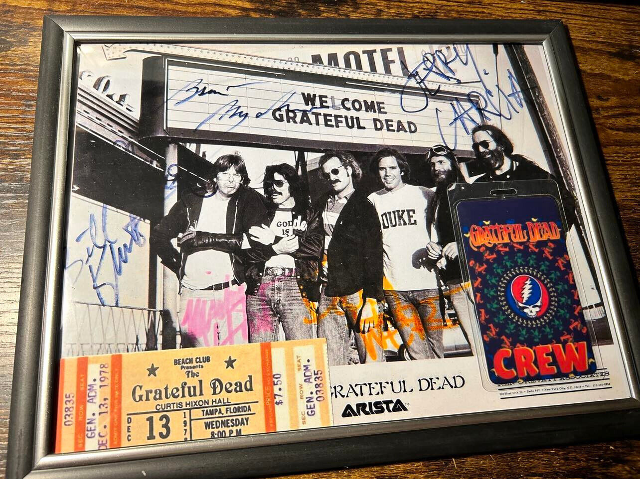 Grateful Dead Signed photo with Ticket Stub and All Access Laminate \
