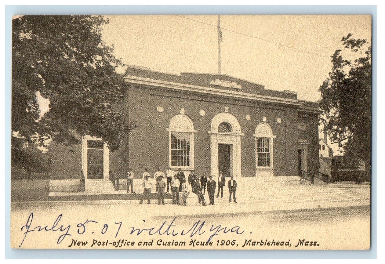 1906 Marblehead MA, New Post Office And Custom House Antique  Postcard