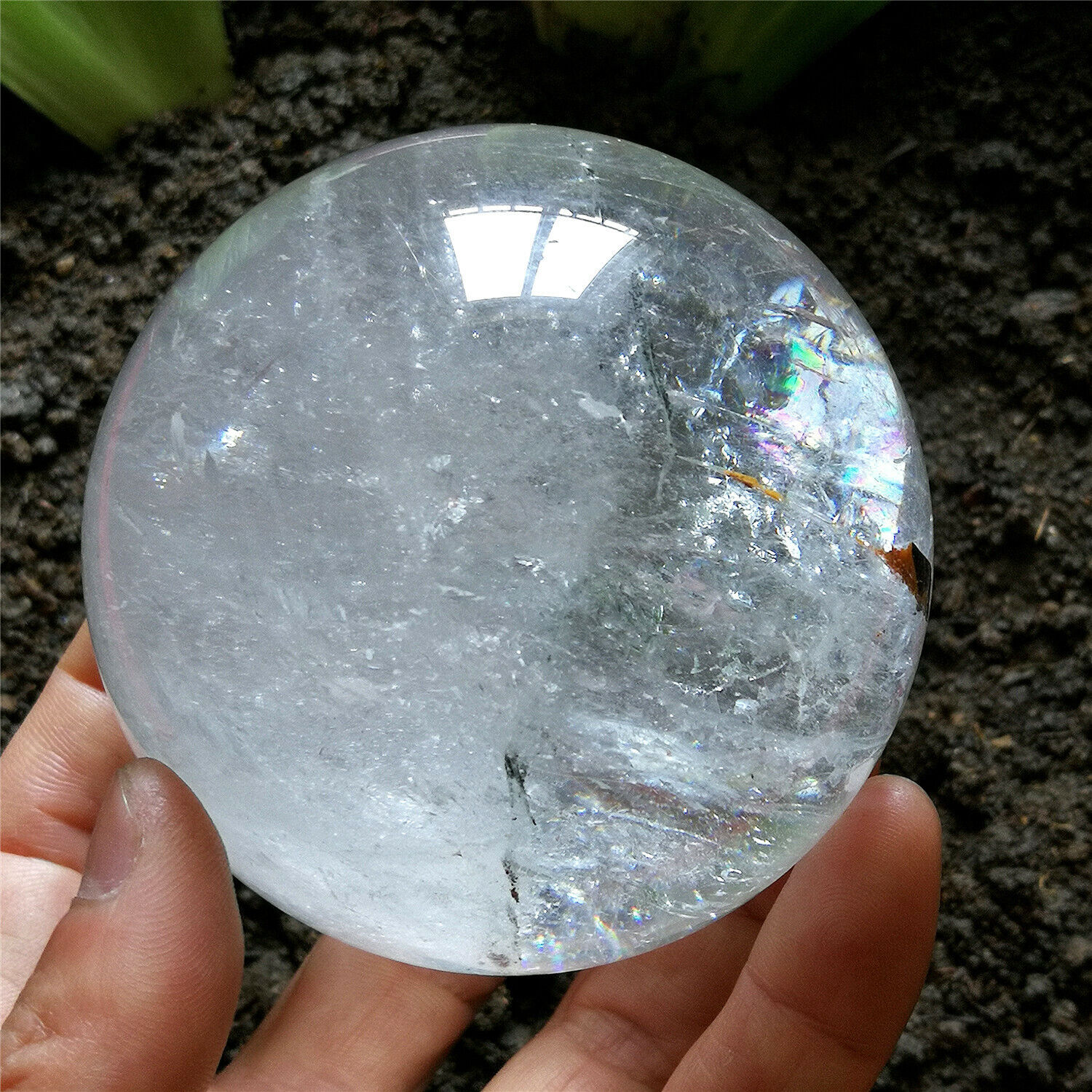 1.5LB 78.5mm Big Amazing Chlorite Sphere Natural Rainbow Ghost Quartz Ball 