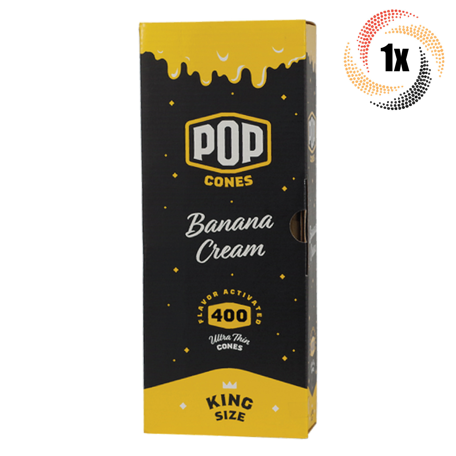 1x Box Pop Banana Cream Cones | 400 Cones Each | King Size | + 2 Free Tubes