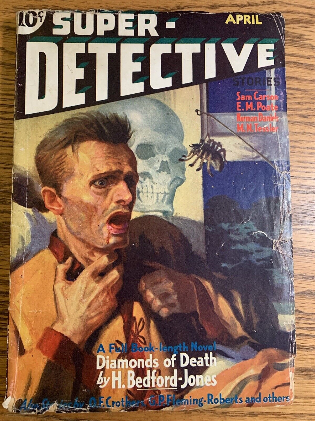 1934 Rare #2 Super Detective Stories pulp magazine skull cover H Bedford Jones