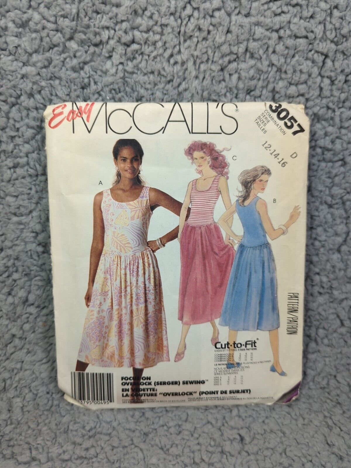 Vintage McCall's Misses' Pullover Stretch Knit Dress Pattern 3057 Sz 12-16