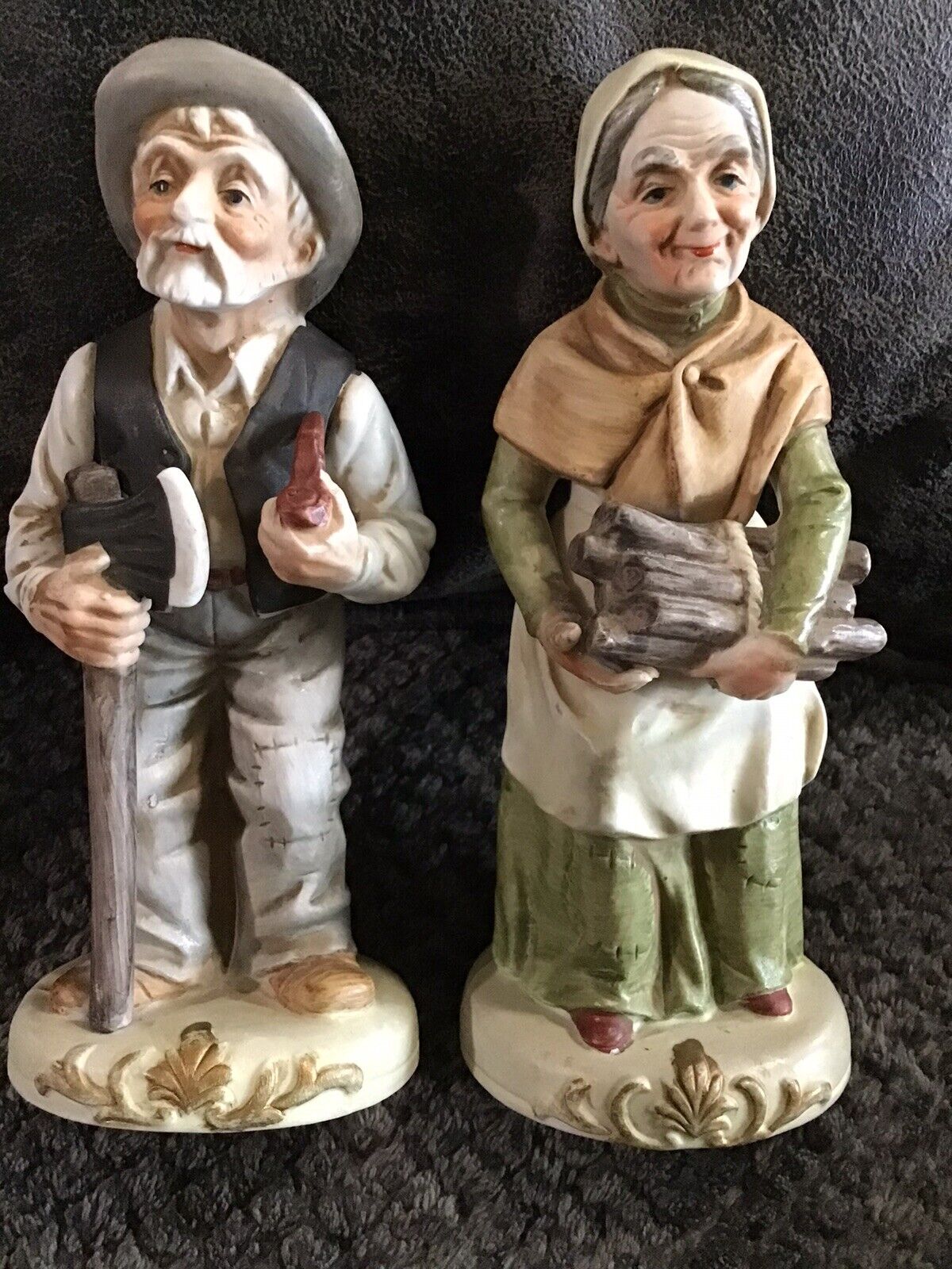 2 pc. Home Interior HOMCO Old Man and Woman Collection Porcelain Figurines