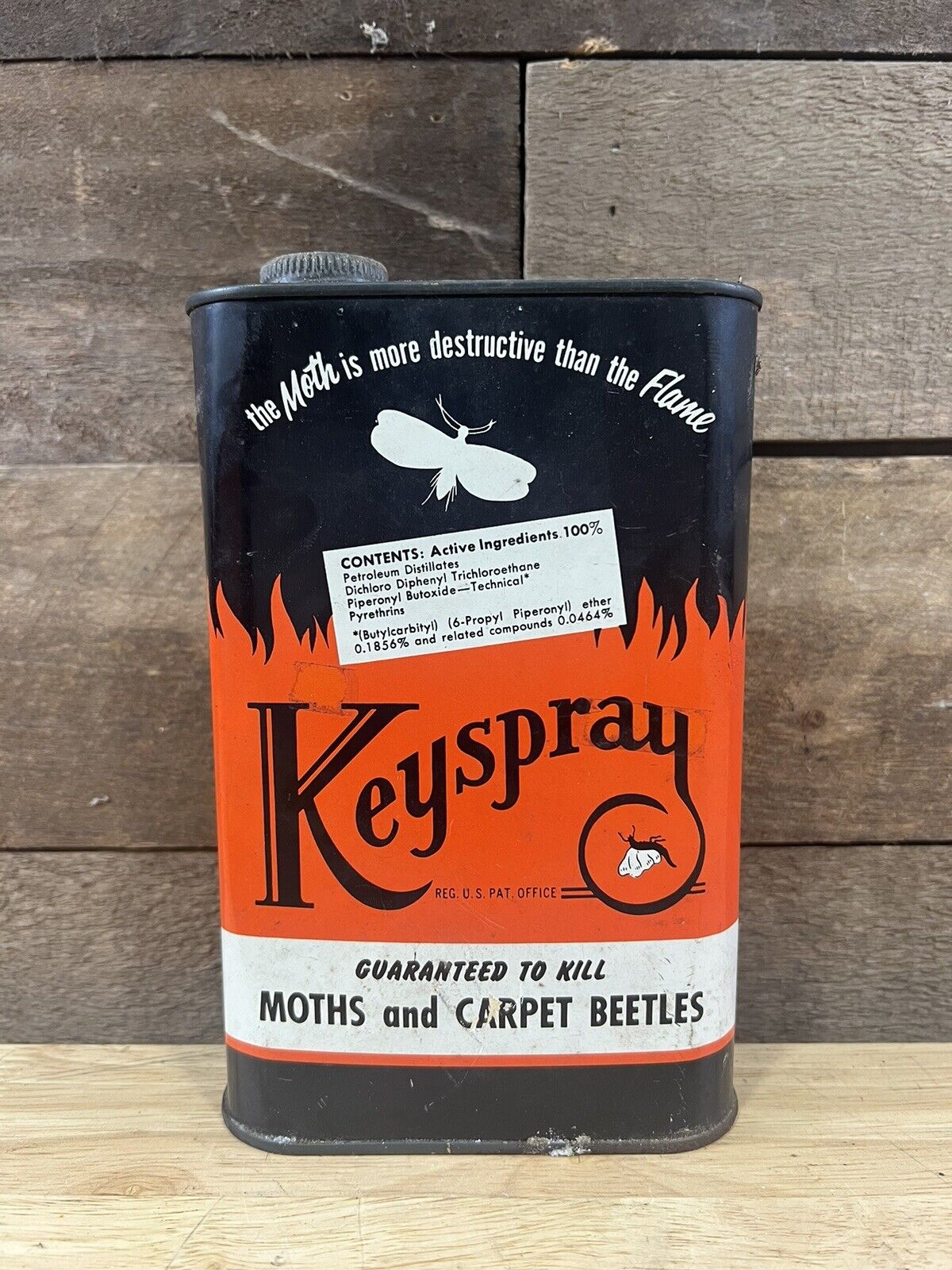Vintage 1939 Keyspray Moth And Carpet Beetles Killer Tin Can Cleveland, Ohio