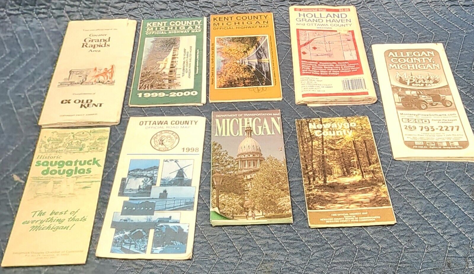 Lot of 9 Older Michigan County Maps