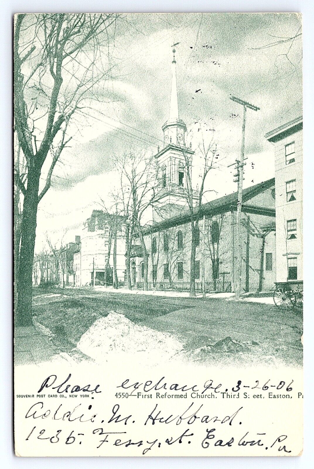 Postcard c.1906 Easton PA Pennsylvania First Reformed Church Third Street
