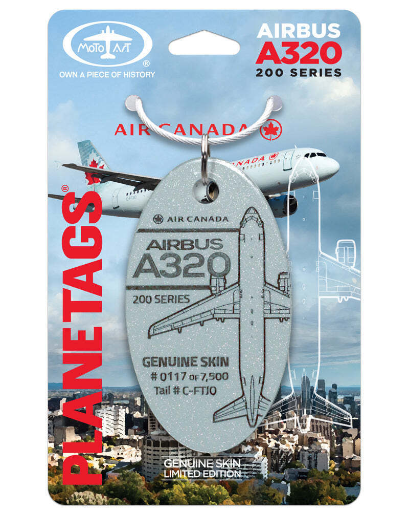 Air Canada Airbus A320-200 Tail #C-FTJO Real Metal Toothpaste Plane Skin Bag Tag