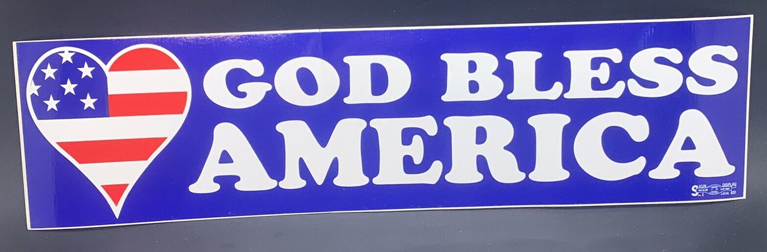Vintage God Bless America Patriotic Bumper Sticker 1990s