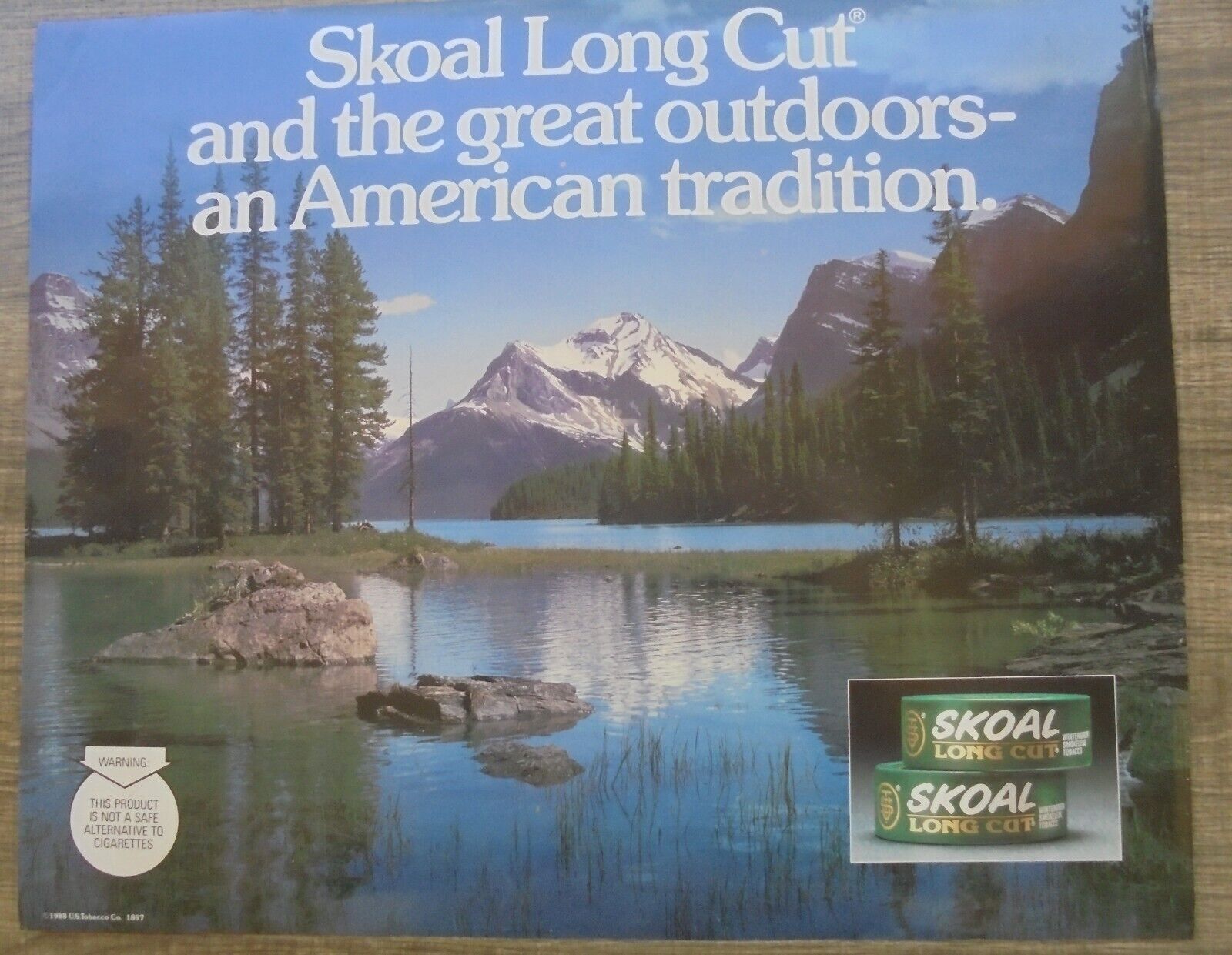 SKOAL LONG CUT THE GREAT OUTDOORS-AN AMERICAN TRADITION HEAVY PAPER WINDOW SIGN