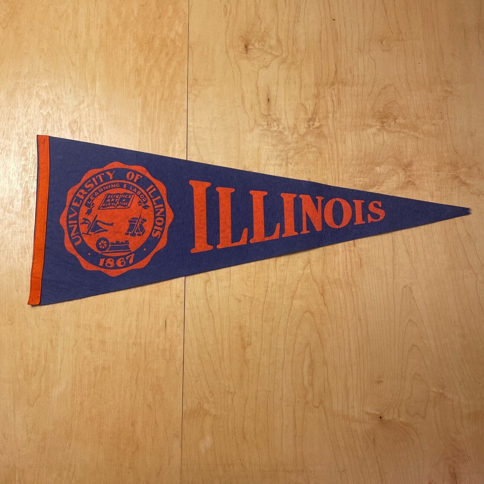 Vintage 1950s University of Illinois 12x28 Felt Pennant Flag