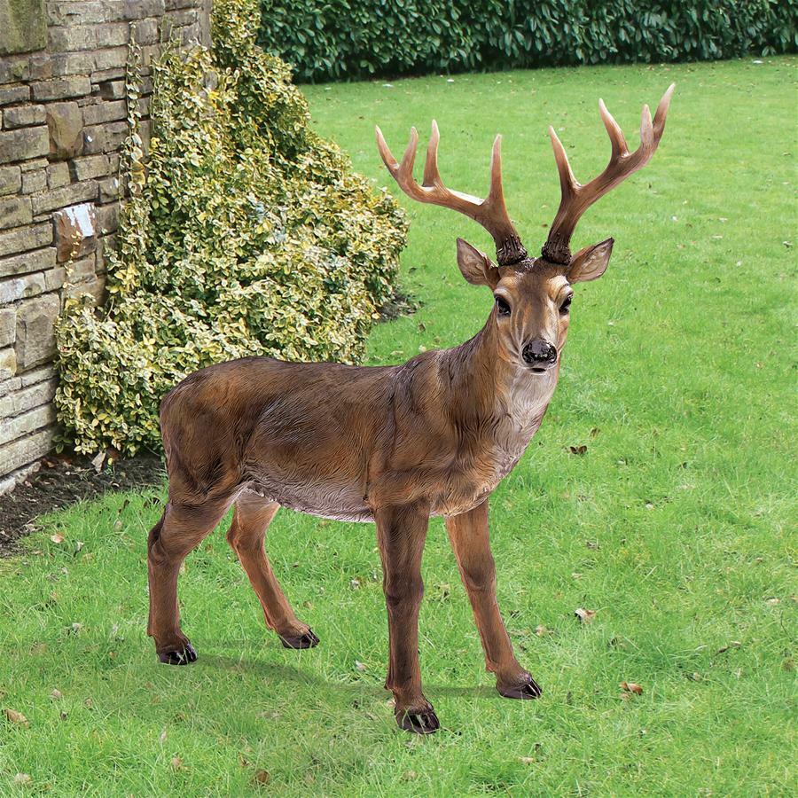 Majestic Four Point Buck Forest Garden Large Scale Deer Wildlife Yard Statue