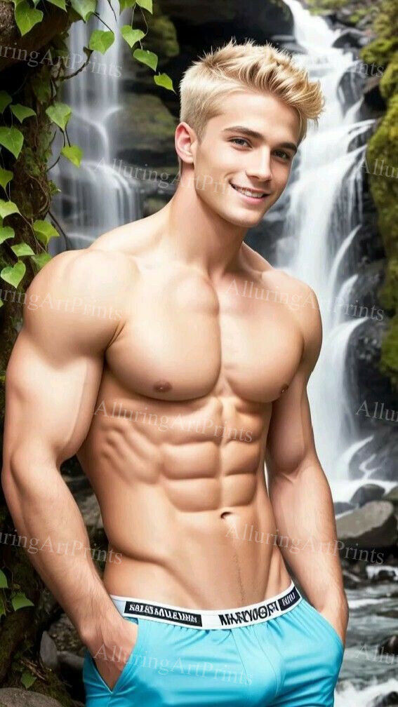 13x19 Male Model Photo Print Muscular Handsome College Shirtless Jock -MM4