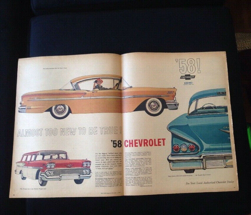 THIS WEEK Magazine - November 3, 1957 - Centerfold 1958 Chevrolet Advertisement