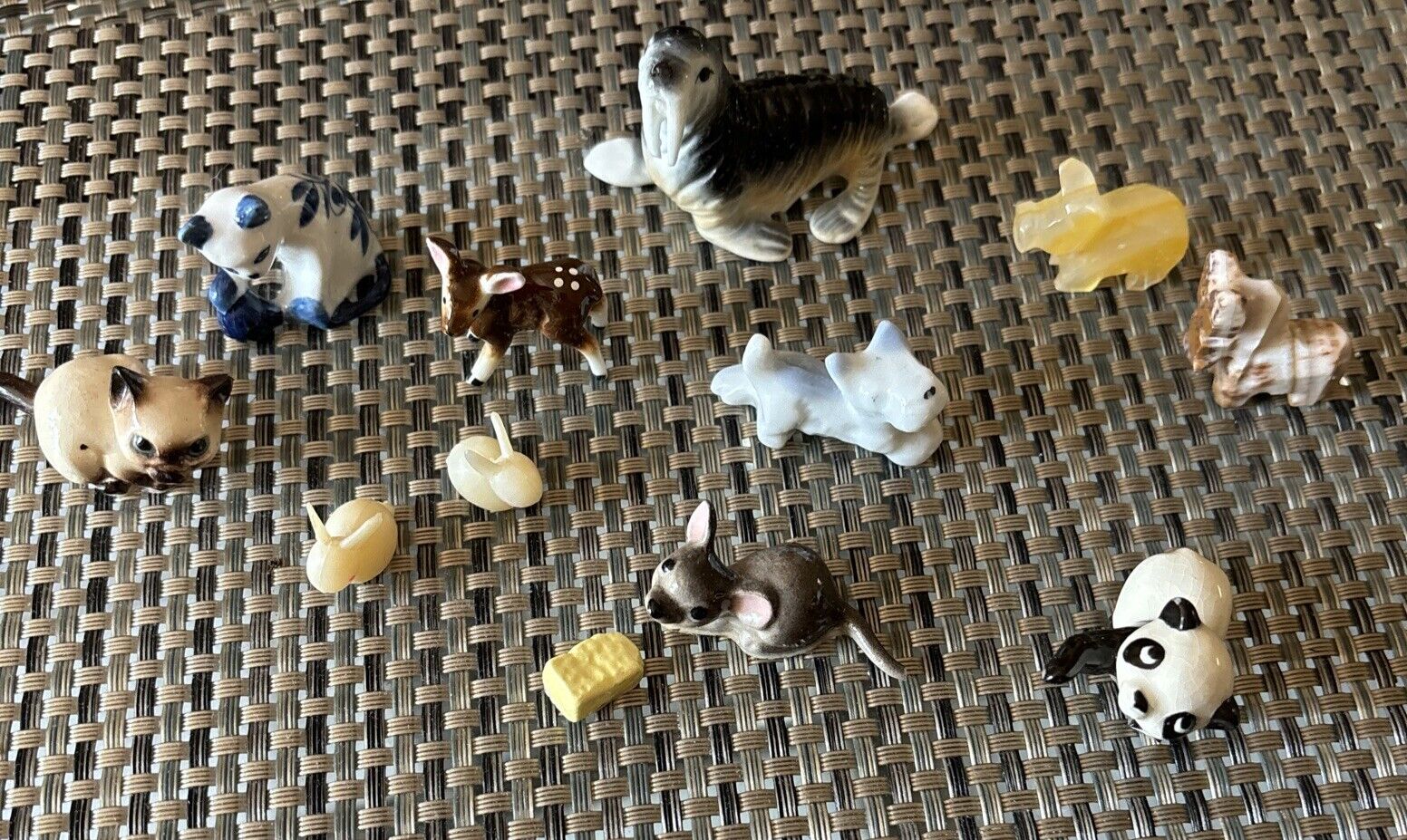 12 Lot Miniature Figurines Ceramic Plastic Porcelain Vtg Assorted Animals