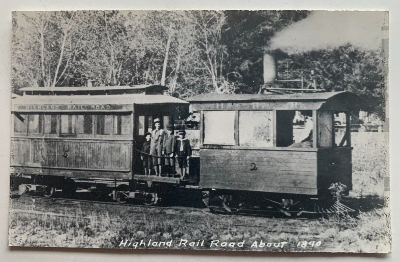RR RPPC Postcard Highland Rail Road Railroad railcars children ca 1890 REPRINT