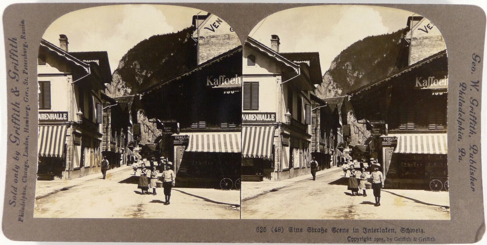 Switzerland.Switzerland.Switzerland.Interlaken Street Scene Photo Stereo.Stereoview.1905.