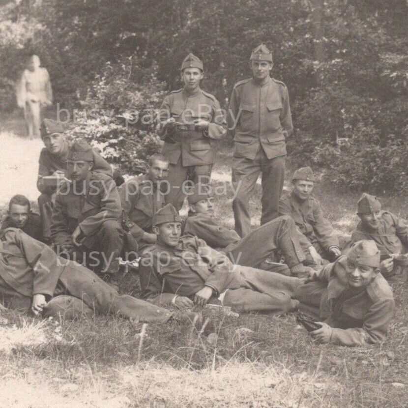 Vintage 1910s RPPC WWI Swiss Army Soldier Group Photo Postcard Switzerland #5