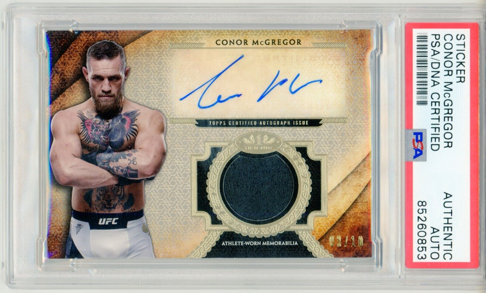 Conor McGregor ~ 2018 Topps UFC Knockout Auto Glove Relic /10 Signed ~ PSA DNA
