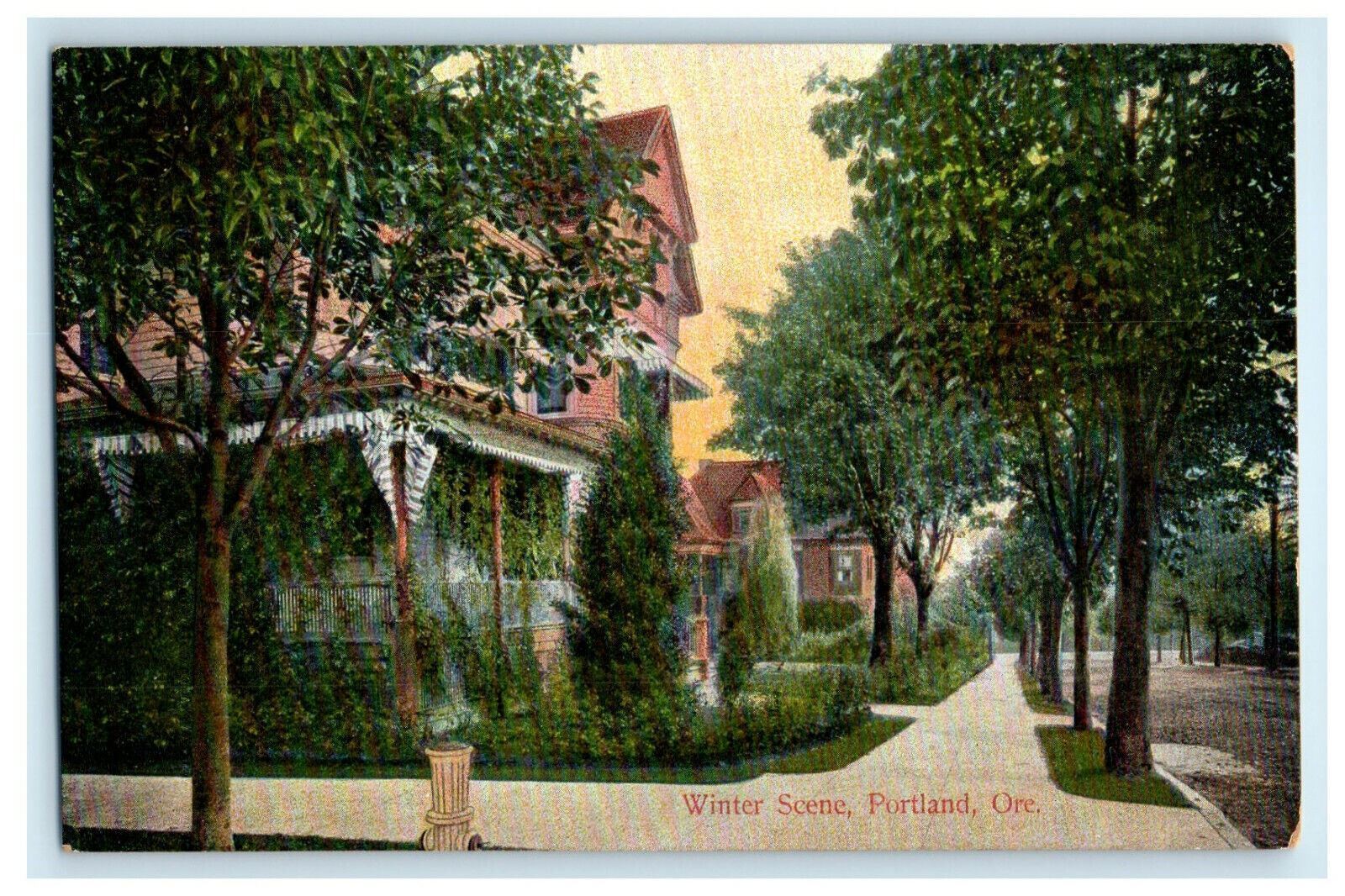 c1910s Winter Scene, Portland Oregon OR Antique Unposted Postcard