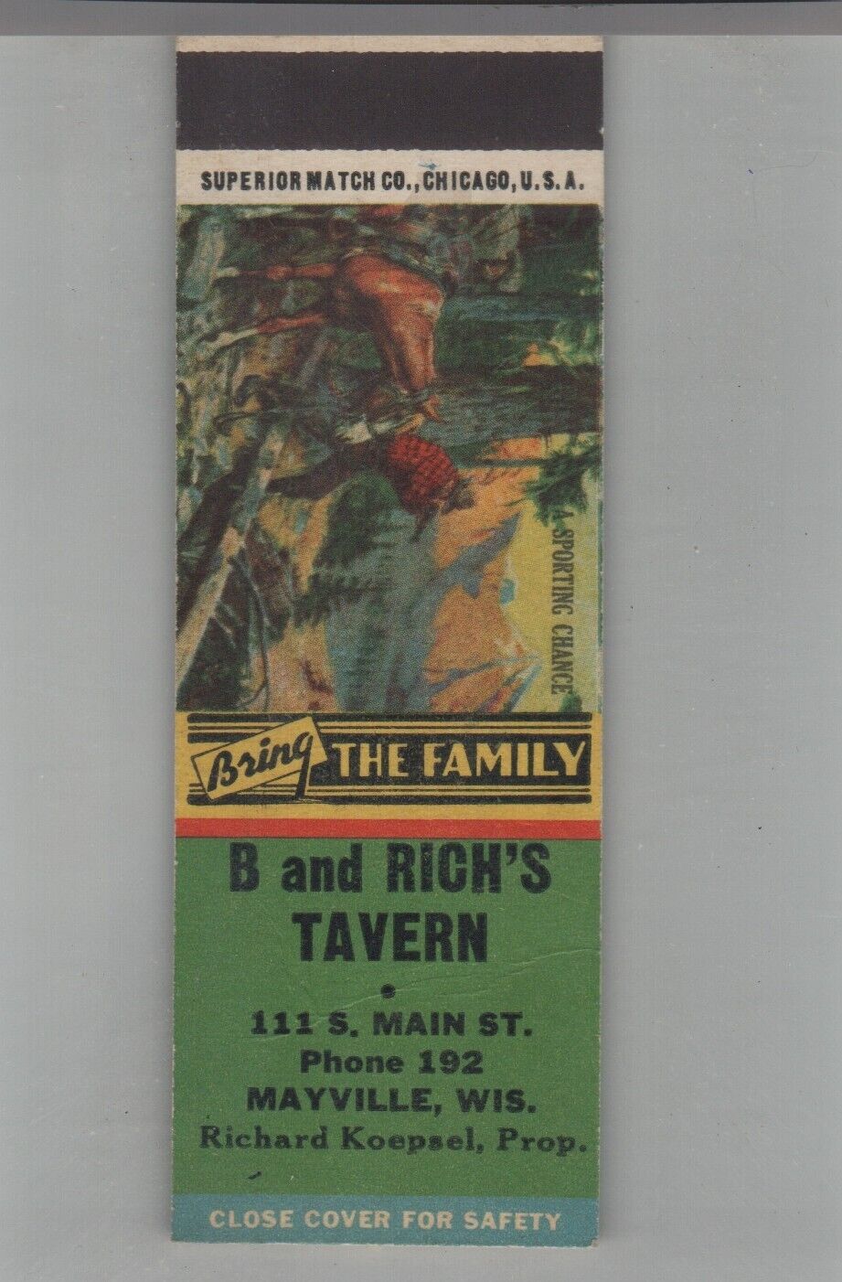 Matchbook Cover - B and Rich\'s Tavern Mayville, WI