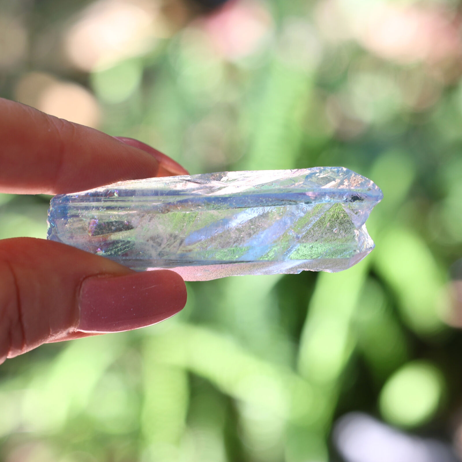 Aqua Aura Quartz Terminated Twin Point Lemurian Seed 2.4in 61m USA Crystal #325