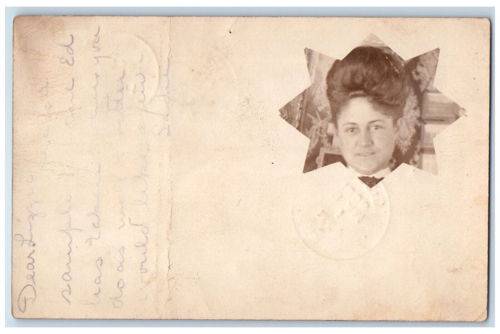 1906 Pretty Woman Head Fairfield Maine ME Posted Antique RPPC Photo Postcard