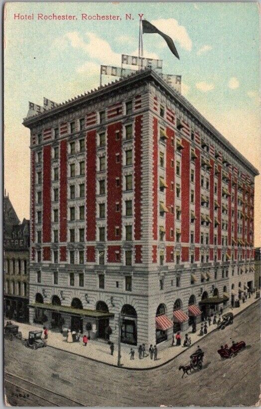 c1910s Rochester, New York Postcard HOTEL ROCHESTER Street Scene / Unused