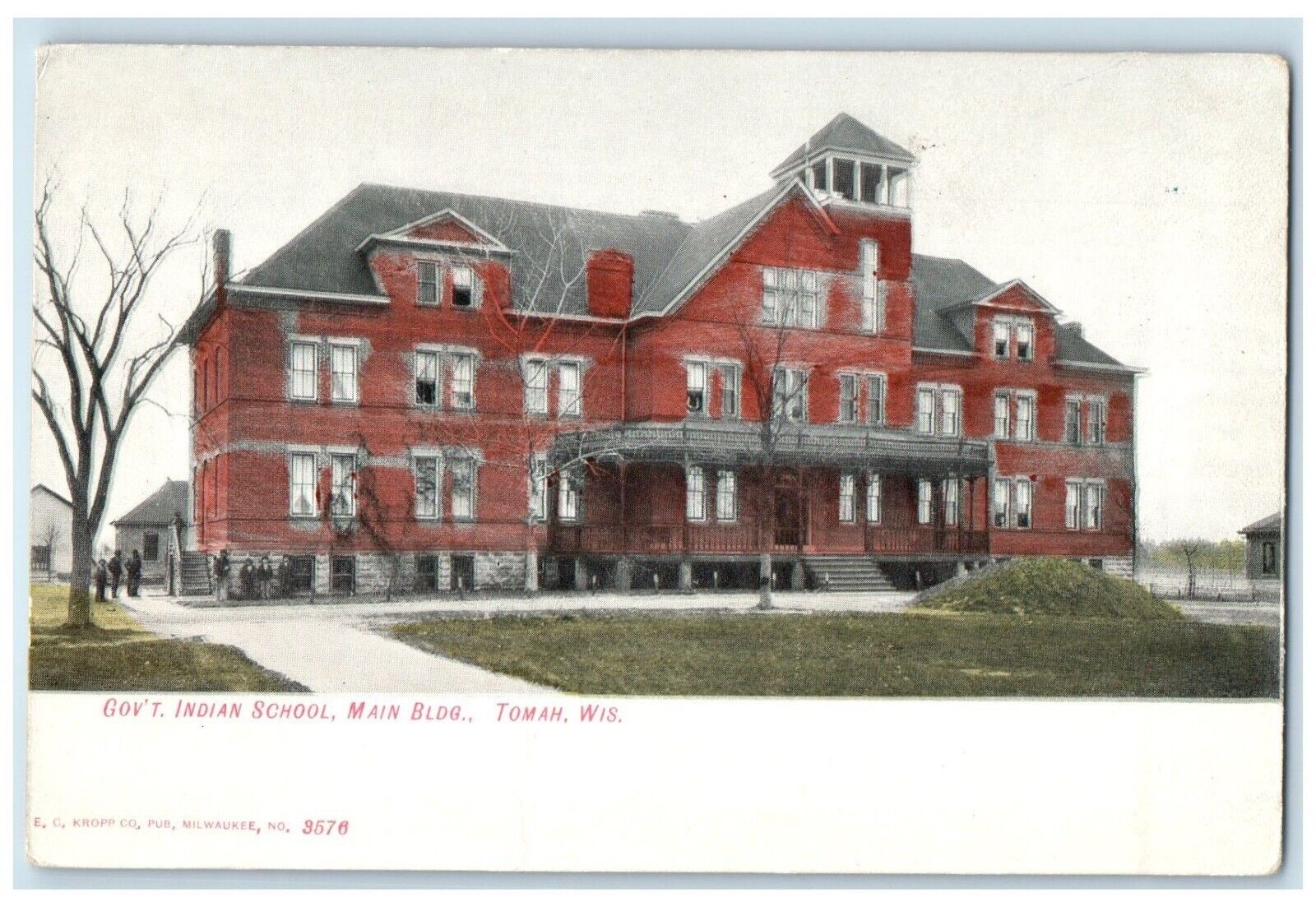 c1910 Government Indian School Main Building Tomah Wisconsin WI Vintage Postcard
