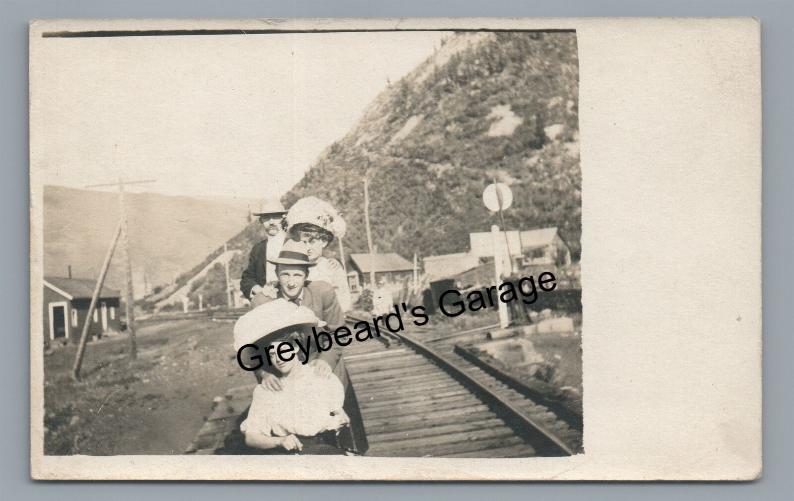 RPPC Friends on Railroad Train Tracks GLENWOOD SPRINGS CO Real Photo Postcard