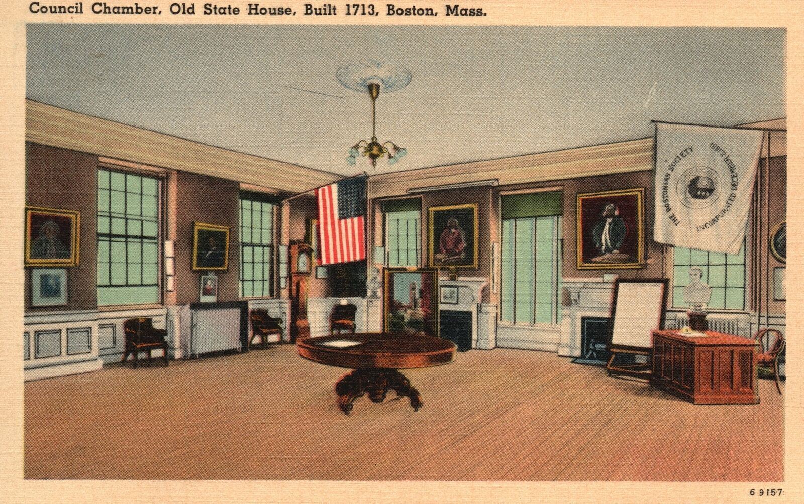 Vintage Postcard Council Chamber Old State House Boston Massachusetts MA