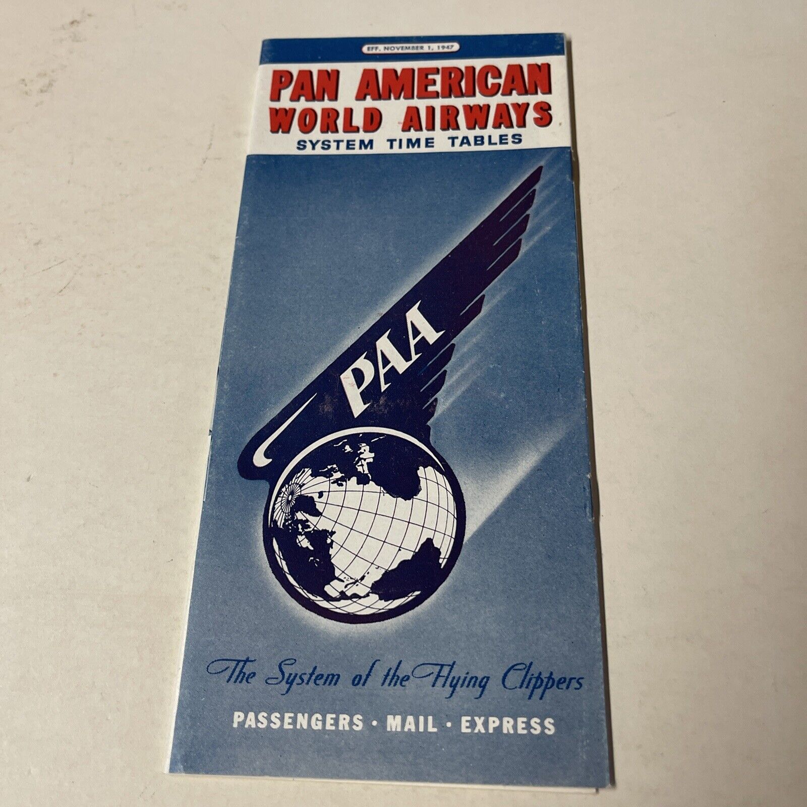 Pan American November 1947 AIRLINE TIMETABLE SCHEDULE Brochure flight Map