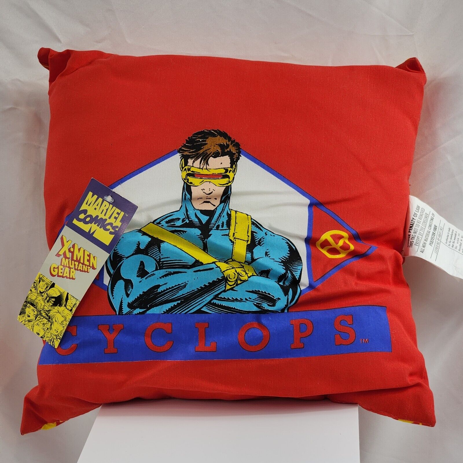 Vtg 1993 X-MEN Mutant Gear Cyclops Pillow 12 x 12 Made In USA Marvel Comics New
