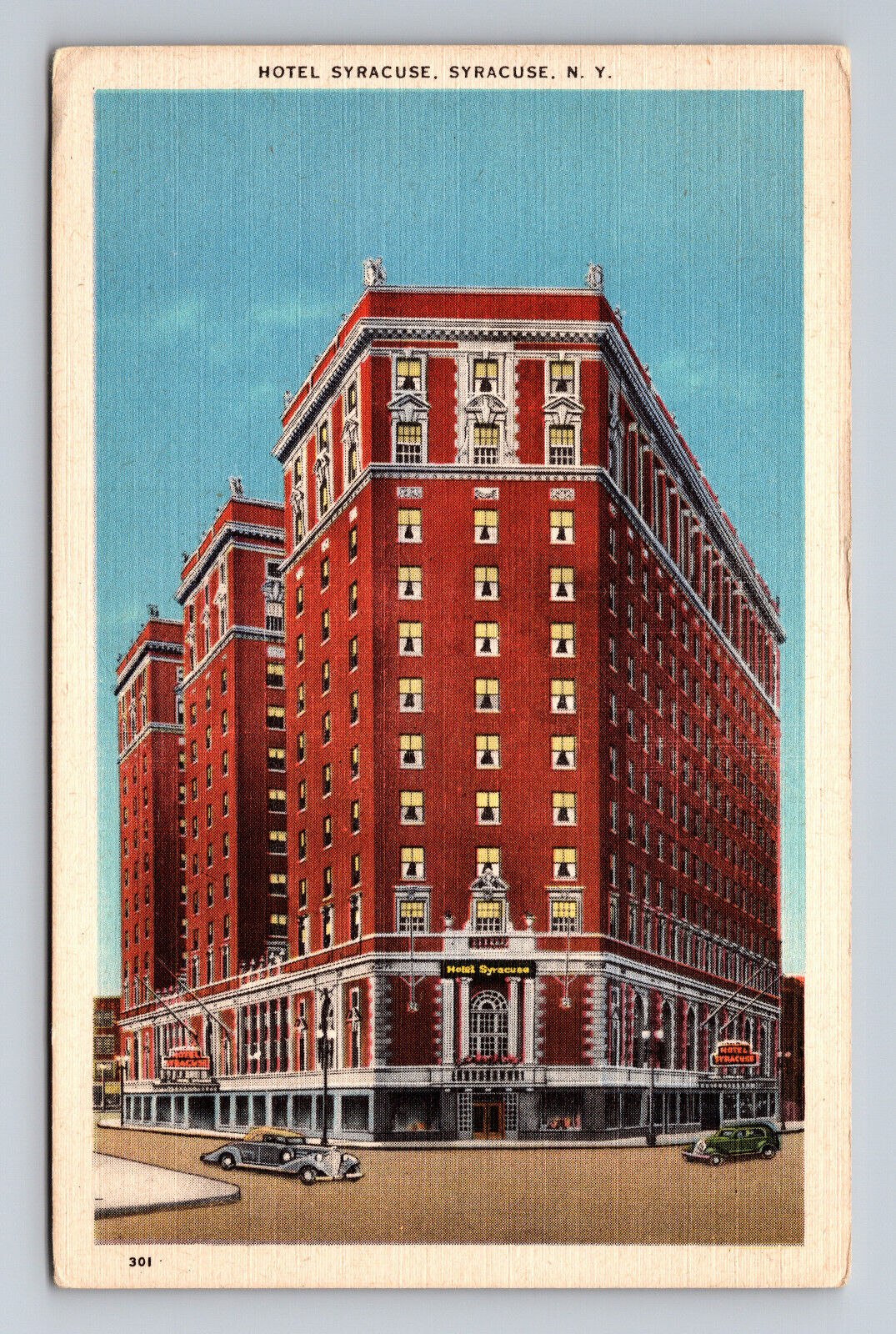 c1947 Linen Postcard Syracuse NY Hotel Syracuse