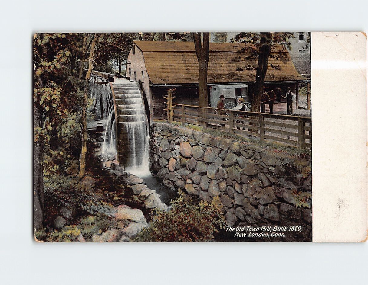 Postcard The Old Town Mill Built 1950 New London Connecticut USA