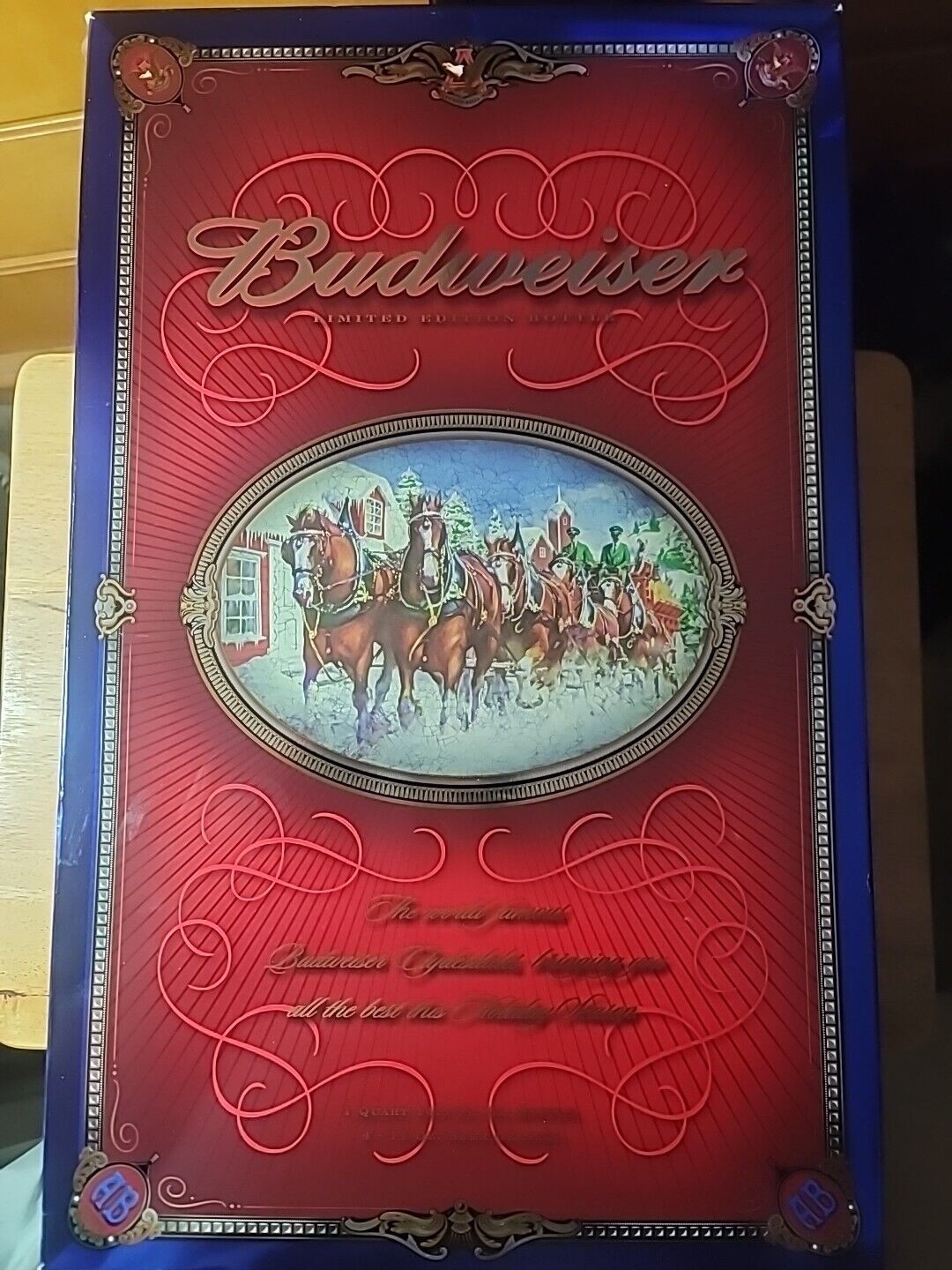 2000 Budweiser Millennium Limited Edition Bottle Four Glasses & Cover Box Sealed