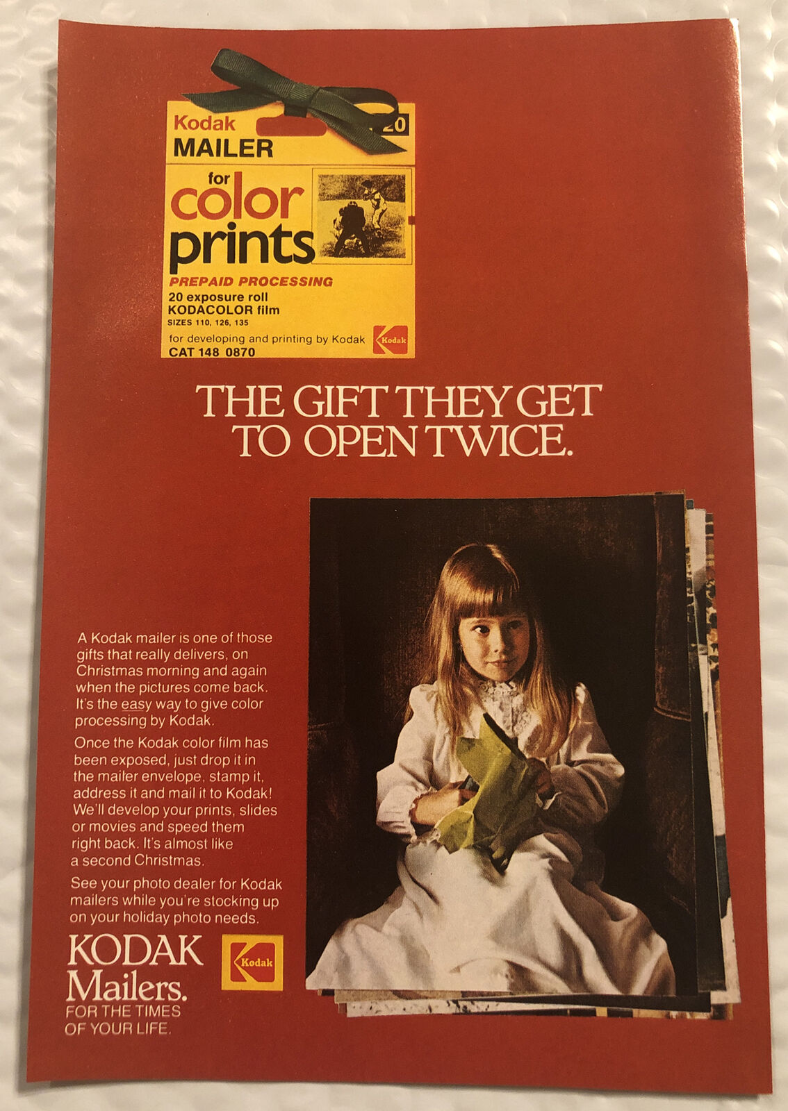 Vintage 1975 Kodak Mailers Print Ad Full Page - The Gift They Can Open Twice