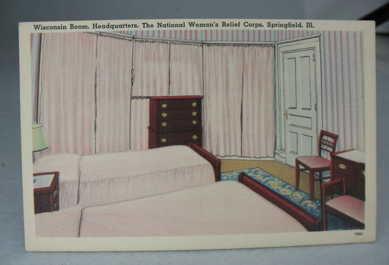 Wisconsin Room Headquarters National Womans Relief Corp RPPC Linen Postcard 1940