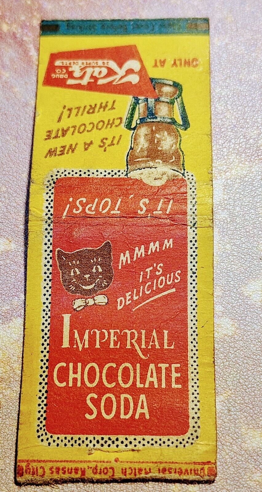 VINTAGE MATCH BOOK COVER IMPERIAL CHOCOLATE SODA