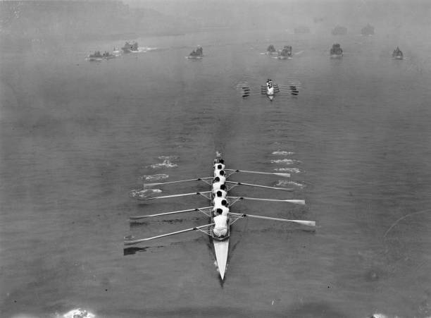 Cambridge University Rowing Crew On The River Thames 1939 Old Photo