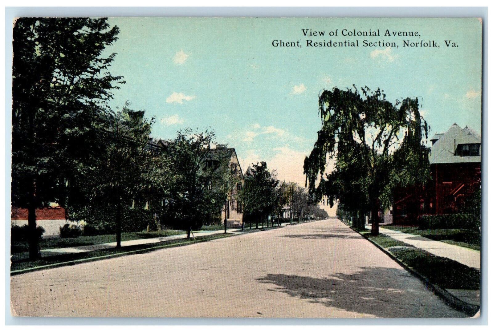c1950's View of Colonial Avenue, Ghent, Residential Section Norfolk VA Postcard