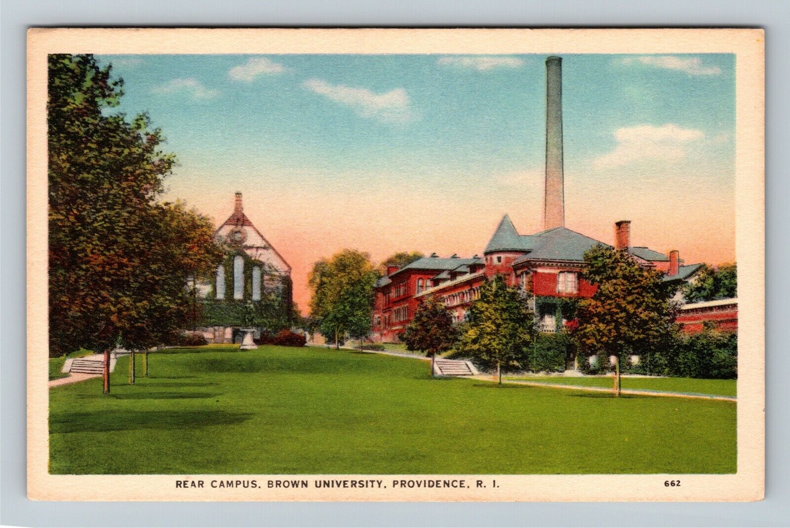 Providence RI-Rhode Island, Brown University, Rear Campus Vintage Postcard