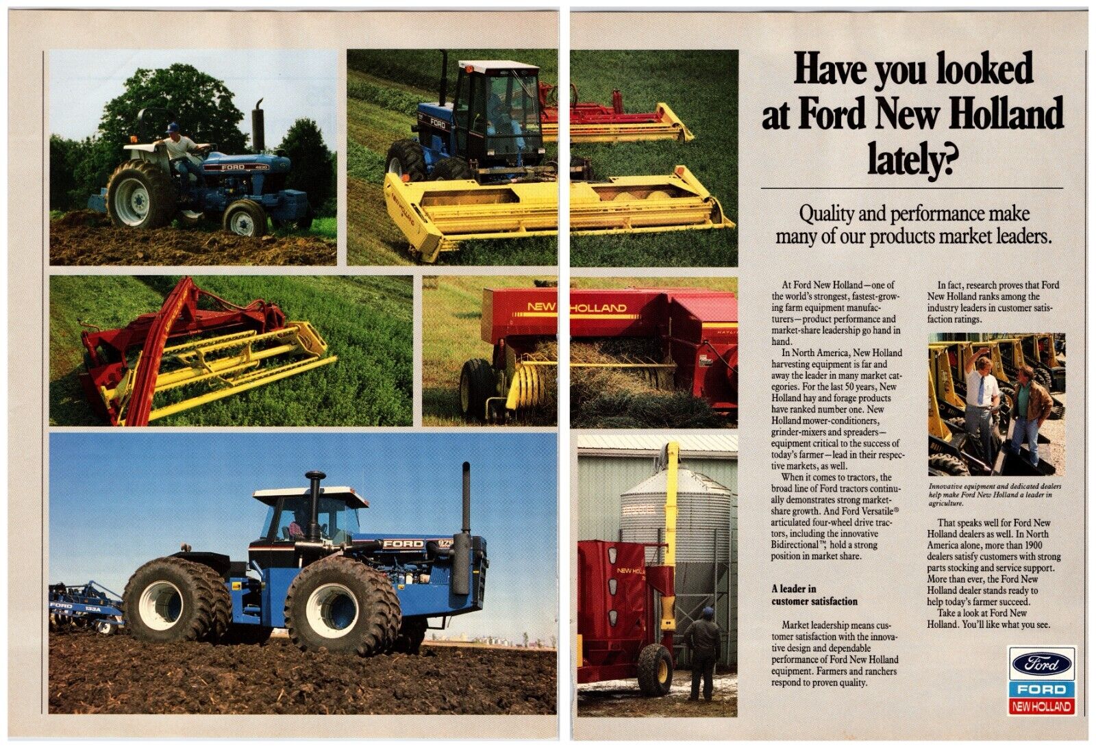 1990 Ford New Holland Equipment -  2 Page Print Advertisement (11in x 16in)