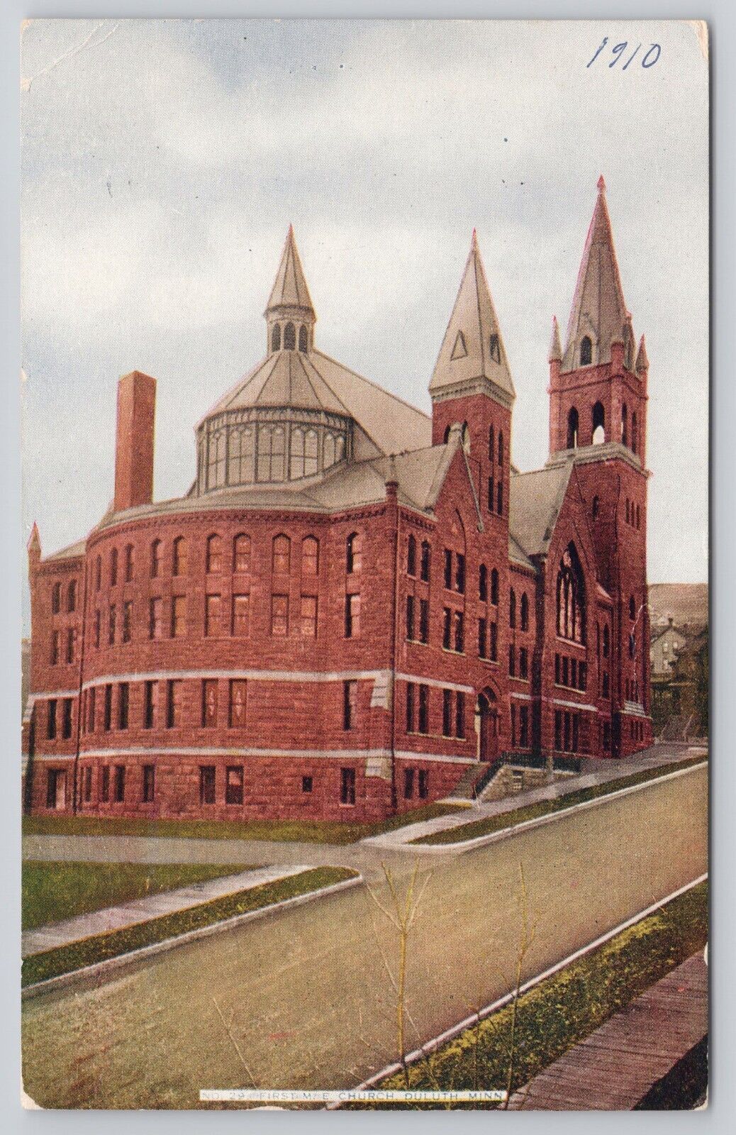 1910 Duluth Minnesota MN First Methodist Episcopal Church Antique Postcard