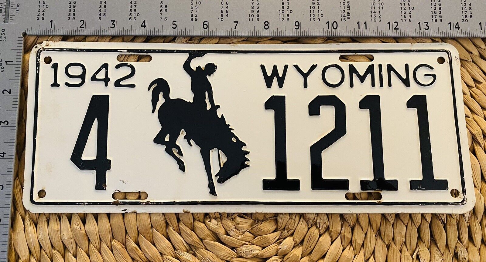 1942 Wyoming License Plate 41211 ALPCA Garage Decor CONSIGNMENT